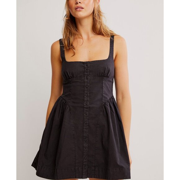 FREE PEOPLE Astrid Oxford Mini Dress / Black - Picture 4 of 10